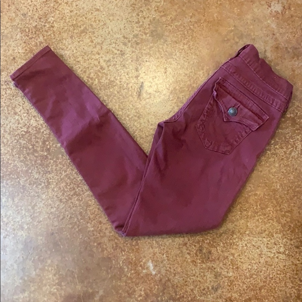True Religion Maroon skinny jeans!